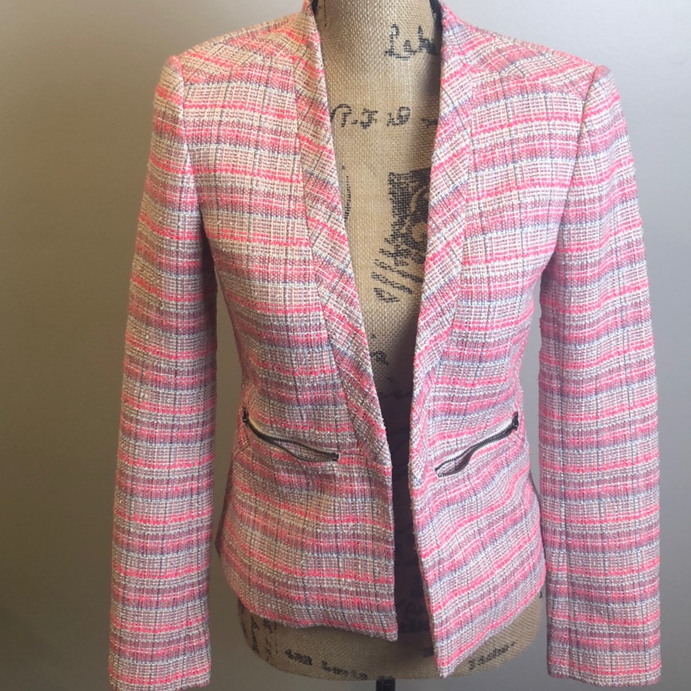 Halogen hot pink plaid blazer